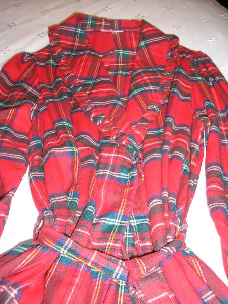 vintage red plaid housecoat