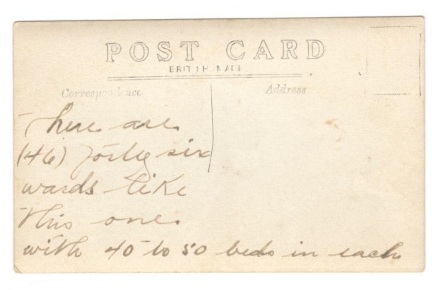 back of postcard english hospital