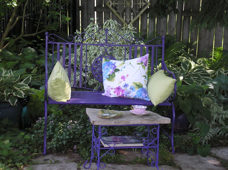 purple garden bench
