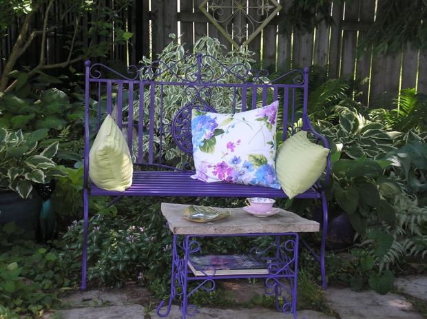 purple garden bench