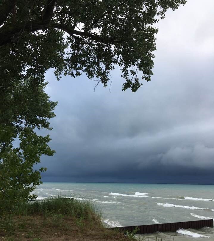 summer storm over lake