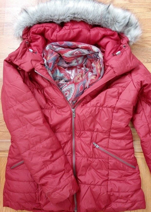 Red winter ski coat