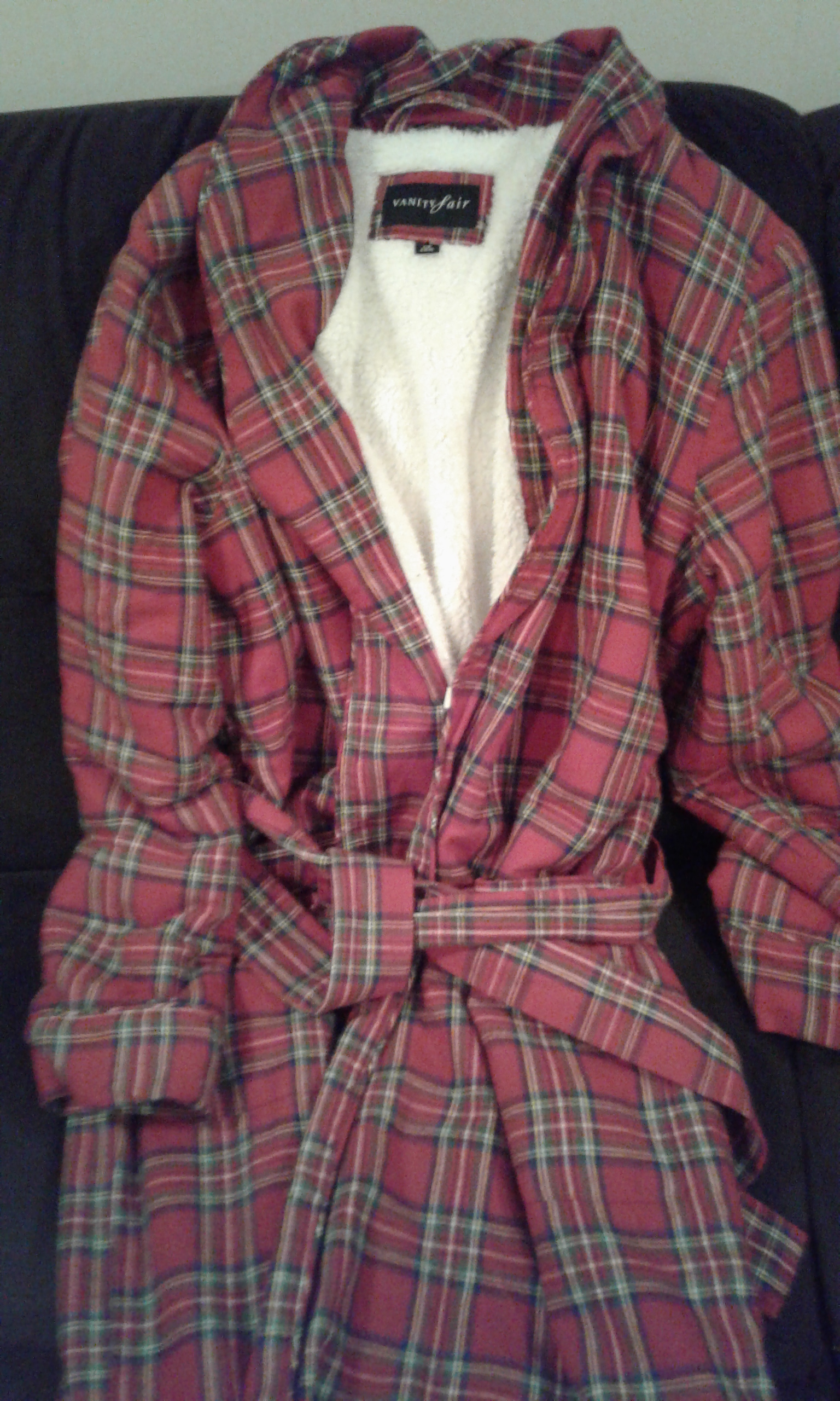 red plaid housecoat